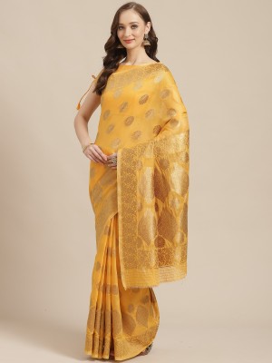 Ratnavati Printed Bollywood Silk Blend, Art Silk Saree(Mustard)