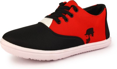 Kzaara Canvas Shoes For Men(Black, Red , 7)