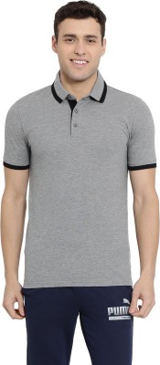 PUMA Self Design Men Polo Neck Grey T-Shirt