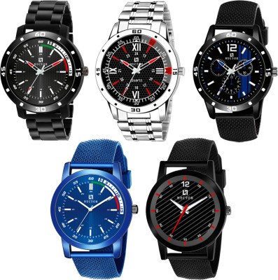 Hector HC07-10-11-102-105 New Stylish Attractive Designer Combo Set of 5 Analog Watch  - For Men