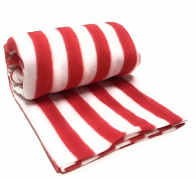 Goyal's Striped Single Fleece Blanket for  AC Room(Polyester, Red)