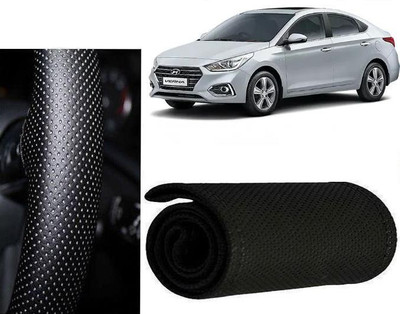 arneja trading company Hand Stiched Steering Cover For Hyundai Verna(Black, Leatherite)