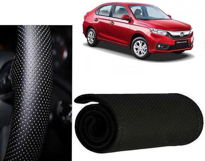 arneja trading company Hand Stiched Steering Cover For Honda Amaze(Black, Leatherite)
