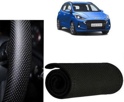 arneja trading company Hand Stiched Steering Cover For Hyundai i10(Black, Leatherite)