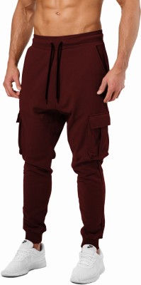 JUGULAR Solid Men Maroon Track Pants