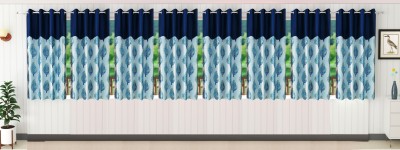 Stella Creations 152 cm (5 ft) Polyester Blackout Window Curtain (Pack Of 8)(Floral, Aqua)