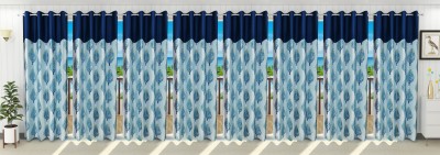 Stella Creations 214 cm (7 ft) Polyester Blackout Door Curtain (Pack Of 8)(Floral, Aqua)