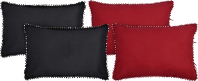 KUBER INDUSTRIES Plain Pillows Cover(Pack of 4, 43 cm*61 cm, Black, Maroon)