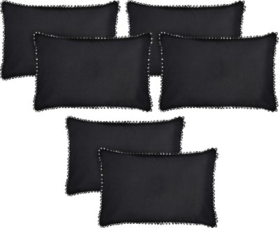 KUBER INDUSTRIES Cotton Pillows Cover(Pack of 6, 43 cm*61 cm, Black)