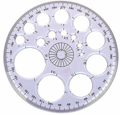 Nightstar Protractor 360 Degrees Full Round with Circle Stencils 1 Pc Ruler(Set of 1, Transparent)