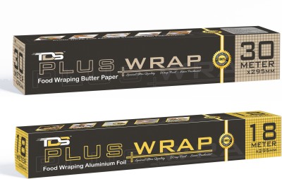 TDS PLUS WRAP 30 METER WRAPPING PAPER & 18 METER FOIL PAPER COMBO PACK 2 | PARCHMENT PAPER ROLL & FOIL PAPER FOR DAILY FOOD PACKAGING Aluminium Foil(Pack of 2, 48 m)