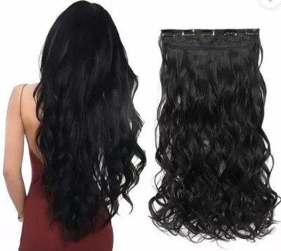 SAMYAK Unique Style Clip-in Jet Black Wavy/Curly Hair Extension