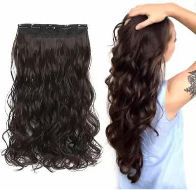 SAMYAK Fascinating Clip-in Black Wavy/Curly Hair Extension