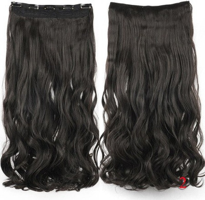 SAMYAK Unique Style Clip-in Jet Black Wavy/Curly Hair Extension