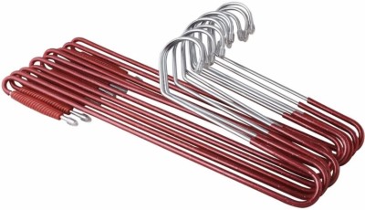 Lashkara Stainless Steel Saree & Pant Hanger with Lower Band Lock - Set of 20 Steel Saree Pack of 20 Hangers For  Saree(Red)