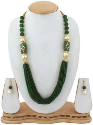 Jewar Mandi Brass Gold-plated Green Jewellery Set(Pack of 1)
