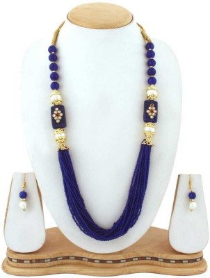 Jewar Mandi Brass Gold-plated Blue Jewellery Set(Pack of 1)