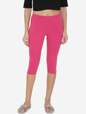 OUTFLITS 3/4th/Calf Length Western Wear Legging(Pink, Solid)