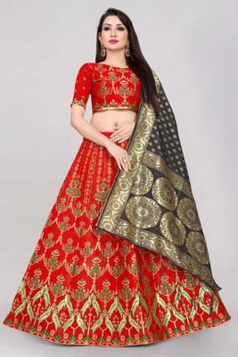 Divastri Self Design Semi Stitched Lehenga Choli(Red)
