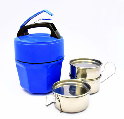 VAGMI 3 Steel Container With 1 Spoon Lunch box 3 Containers Lunch Box(1 L, Thermoware)