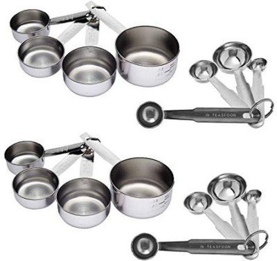 Dynore Set of 4 measuring cup and 4 measuring spoon (Set of 2) Measuring Cup Set(250 ml, 125 ml, 80 ml, 60 ml)