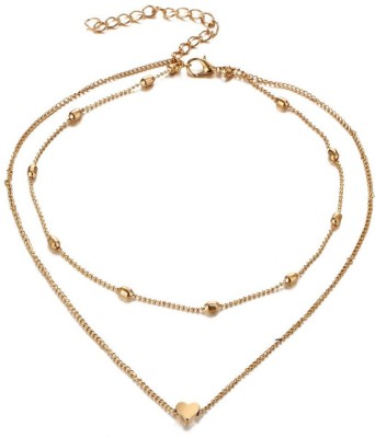 Jewels Galaxy Trendy Layered Fashion Diva Gold-plated Plated Copper Necklace