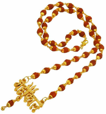 PS CREATIONS Silver Metal Mahakal Trisul with Rudraksh Beads Chain Pendant for Men and Women Brass Chain