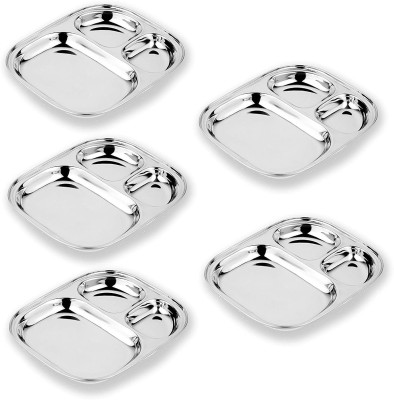 Lyticx Stainless Steel 3 in 1 Dynasty Tray Plate Tray(Pack of 5, Microwave Safe)