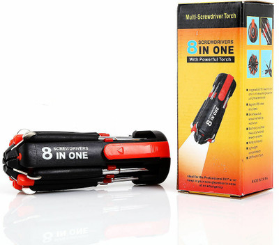 ExpressHub 8 in 1 Multi-Function Screwdriver Kit, Tool Kit Set with LED Portable Torch | Multi Screwdriver 8 in 1 | Screwdriver Set | (Battery Not Included) Combination Screwdriver Set(Pack of 1)