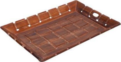 The Furniture Store Decorative Shesham Wood Tray - Hand Carved Antiqued Tray Tray Serving Set(Pack of 1)