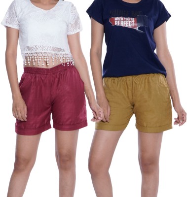 FABISHO Solid Women Multicolor Basic Shorts