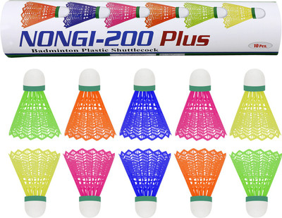 Nongi Plastic Badminton Shuttle cock Plastic Shuttle  - Multicolor(Medium Fast, 78, Pack of 10)
