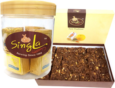 Singla Mewa Bite Burfi Sweet 300g Dodha Burfi Sweets 300g Combo pack of 2 Box(2 x 300 g)