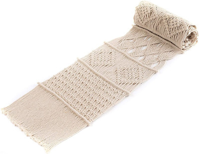 PartyStuff White 213 cm Reversible Table Runner(Cotton)