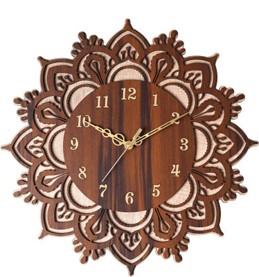 Ingo Creation Analog 39 cm X 39 cm Wall Clock(Brown, Without Glass, DIY Clocks)