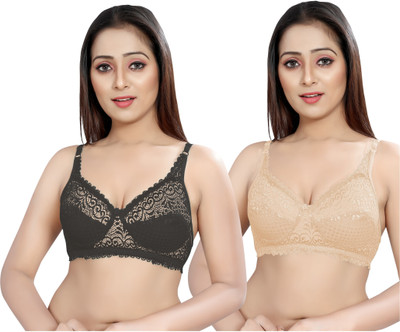 victoria enterprise Women Net Full Coverage Bra Pack Of 2 Women Full Coverage Non Padded Bra(Green, Maroon)