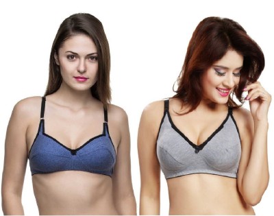 FeelBlue Women Sports Non Padded Bra(Grey, Dark Blue)