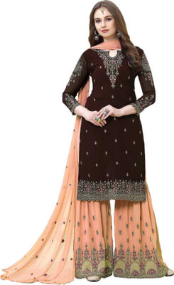 Divine Exim Georgette Embroidered, Self Design Salwar Suit Material