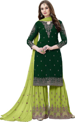 DIVINE INTERNATIONAL TRADING CO Georgette Embroidered Salwar Suit Material