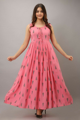 VACHHARAJ Women Paisley Anarkali Kurta(Pink)