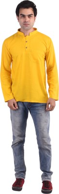 JAIPUR RAJWADA Men Solid Straight Kurta(Yellow)