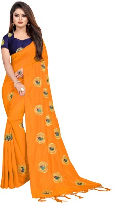 THAETA Embroidered Bhagalpuri Pure Silk, Art Silk Saree(Orange)