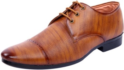 DAMOGI Partywear Formal Oxford Shoes Derby For Men(Tan , 6)