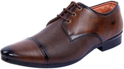 DAMOGI Partywear Formal Oxford Shoes Derby For Men(Brown , 6)