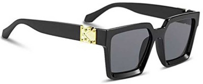 eyevy Retro Square, Wayfarer, Over-sized, Rectangular Sunglasses(For Men & Women, Black)