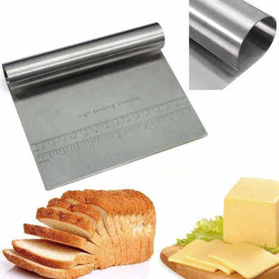 Magnusdeal Bench Scraper Chopper Stainless Steel Kitchen Food Scraper Icing Smoother Blade with Measuring Scale for Dough, Cake, Pizza 1Pc Vegetable & Fruit Scraper(1x Bench Scraper)