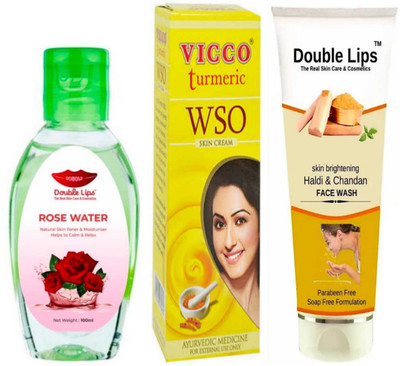 VICCO WSO CREAM 30 GR + ROSE WATER 100 ML + HALDI CHANDAN FACE CRAE FACE WASH 100 ML(3 Items in the set)