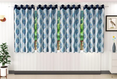 Flipkart SmartBuy 152 cm (5 ft) Polyester Room Darkening Window Curtain (Pack Of 4)(Floral, Aqua)