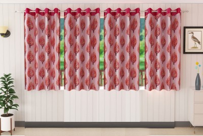 Flipkart SmartBuy 152 cm (5 ft) Polyester Room Darkening Window Curtain (Pack Of 4)(Floral, Maroon)