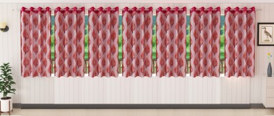 Stella Creations 152 cm (5 ft) Polyester Blackout Window Curtain (Pack Of 7)(Floral, Maroon)